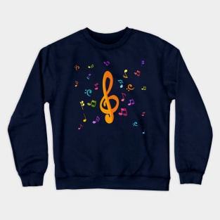 Colorful music notes with treble clef Crewneck Sweatshirt